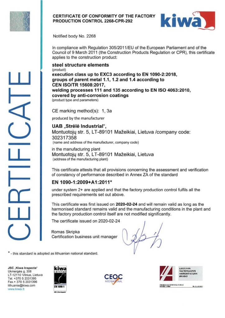 EN_Certificate-2268-CPR-292.-EN1090-1-2009A1-2011_Strele-industrial